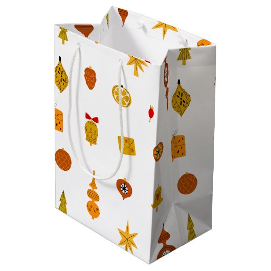 Retro Mitte des Jahrhunderts Moderne Weihnachtssym Mittlere Geschenktüte (Rückseite Schrägansicht)