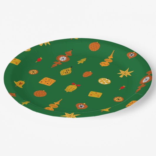 Retro Mitte des Jahrhunderts Moderne Weihnachtssym Pappteller (Schrägansicht)