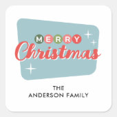 Retro Mitte des Jahrhunderts Moderne Weihnachtszei Quadratischer Aufkleber (Vorderseite)