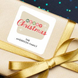 Retro Mitte des Jahrhunderts Moderne Weihnachtszei Quadratischer Aufkleber