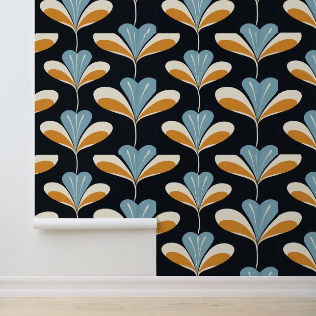 Retro Mitte des Jahrhunderts Moderner schwarzer Hi Tapete (Anwendung)