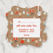 Retro Mitte des Jahrhunderts Moderner Weihnachtsur Geschenkanhänger (Rückseite)