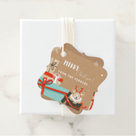 Retro Mitte des Jahrhunderts Moderner Weihnachtsur Geschenkanhänger