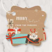 Retro Mitte des Jahrhunderts Moderner Weihnachtsur Geschenkanhänger (Vorderseite)