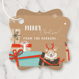 Retro Mitte des Jahrhunderts Moderner Weihnachtsur Geschenkanhänger