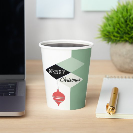 Retro Mitte des Jahrhunderts Moderner Weihnachtsur Pappbecher (InSitu)