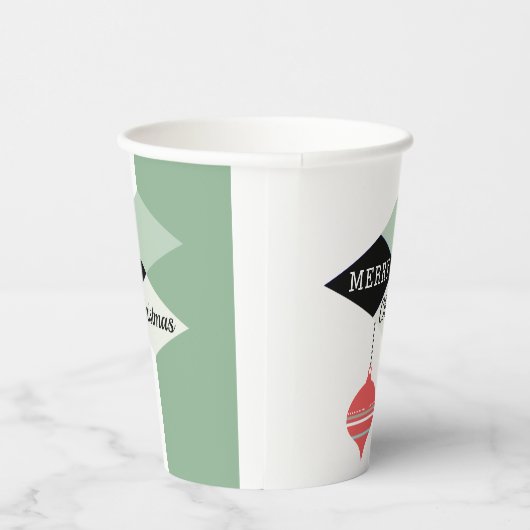 Retro Mitte des Jahrhunderts Moderner Weihnachtsur Pappbecher (Rechts)