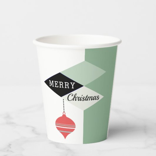 Retro Mitte des Jahrhunderts Moderner Weihnachtsur Pappbecher (Vorderseite)