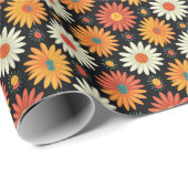 Retro Mitte des Jahrhunderts Modernes Daisy Design Geschenkpapier (Rolleneckpunkt)
