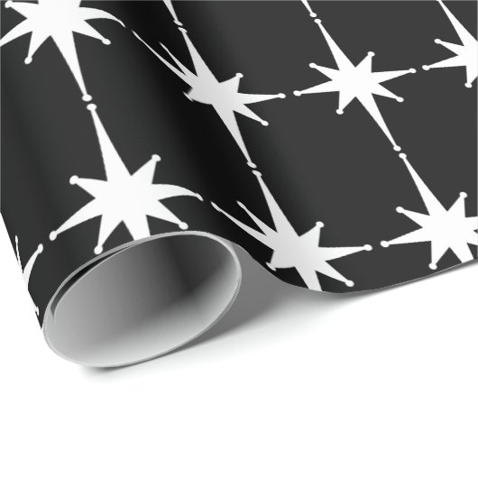Retro Mitte des Jahrhunderts Modernes Sternmuster Geschenkpapier (Rolleneckpunkt)