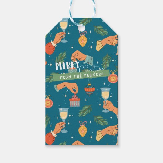 Retro Mitte des Jahrhunderts Modernes Weihnachtsge Geschenkanhänger (Vorderseite)