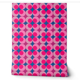 Retro-Mitte-des-Jahrhunderts Rosa- und Blau-Rundmu Tapete