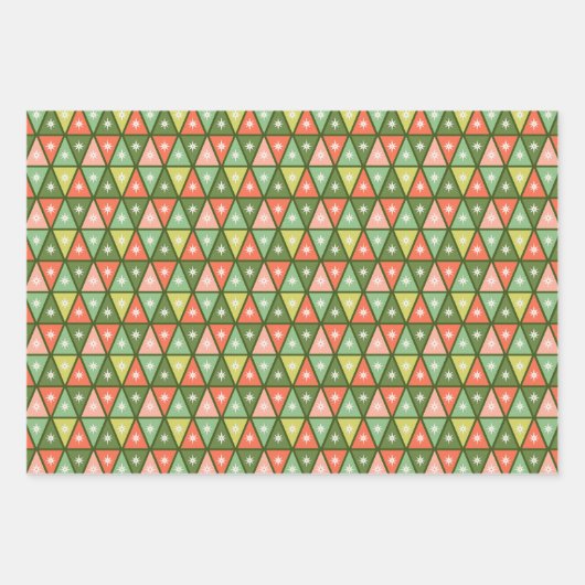 Retro Mitte des Jahrhunderts Rot & Olivenöl Grün W Geschenkpapier Set (Vorderseite 3)