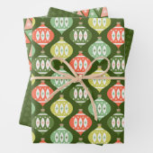 Retro Mitte des Jahrhunderts Rot & Olivenöl Grün W Geschenkpapier Set (Beispiel)