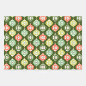 Retro Mitte des Jahrhunderts Rot & Olivenöl Grün W Geschenkpapier Set (Vorderseite)