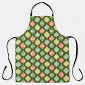 Retro Mitte des Jahrhunderts Rot & Olivenöl Grün W Schürze (Vorderseite)