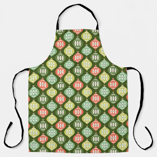 Retro Mitte des Jahrhunderts Rot & Olivenöl Grün W Schürze (Vorderseite)