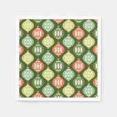 Retro Mitte des Jahrhunderts Rot & Olivenöl Grün W Serviette (Vorderseite)