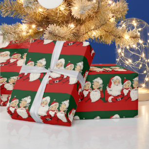Retro-Mitte-des-Jahrhunderts Santa Familie – Kitsc Geschenkpapier