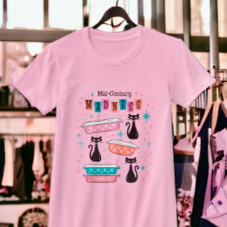 Retro Mitte des Jahrhunderts Schwarze Katzen Vinta T-Shirt