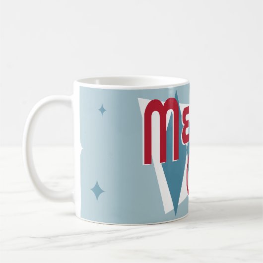 Retro Mitte- des Jahrhundertsmoderne blaue Kaffeetasse (Links)