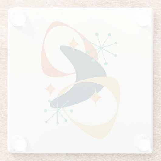 Retro Mitte Jahrhundert Atomic Space Age 20 Kohle Glasuntersetzer (Rückseite)