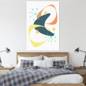 Retro Mitte Jahrhundert Atomic Space Age 20 Kohle Leinwanddruck (Insitu (Schlafzimmer))