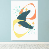 Retro Mitte Jahrhundert Atomic Space Age 20 Kohle Leinwanddruck (Insitu (Holzboden))