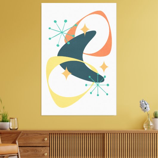 Retro Mitte Jahrhundert Atomic Space Age 20 Kohle Leinwanddruck (Insitu (Wohnzimmer))