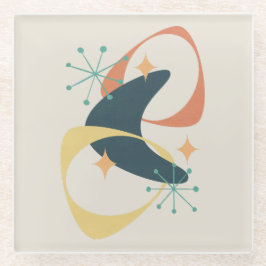 Retro Mitte Jahrhundert Atomkohle Abstrakt Glasuntersetzer