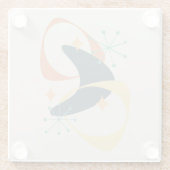 Retro Mitte Jahrhundert Atomkohle Abstrakt Glasuntersetzer (Rückseite)