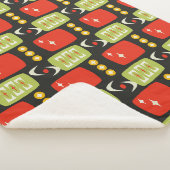 Retro Mitte Jahrhundert Atomschwarz rotes grünes M Sherpadecke (3/4)