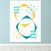 Retro Mitte Jahrhundert Atomzeitalter 24 Aquamarin Leinwanddruck (Insitu (Holzboden))