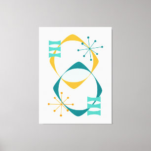 Retro Mitte Jahrhundert Atomzeitalter 24 Aquamarin Leinwanddruck