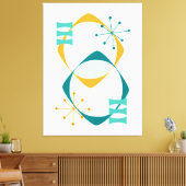 Retro Mitte Jahrhundert Atomzeitalter 24 Aquamarin Leinwanddruck (Insitu (Wohnzimmer))