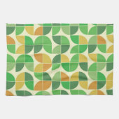 Retro Mitte Jahrhundert Geometrisches Blumengrün Geschirrtuch (Horizontal)