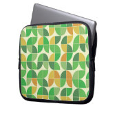 Retro Mitte Jahrhundert Geometrisches Blumengrün Laptopschutzhülle (Vorderseite Links)