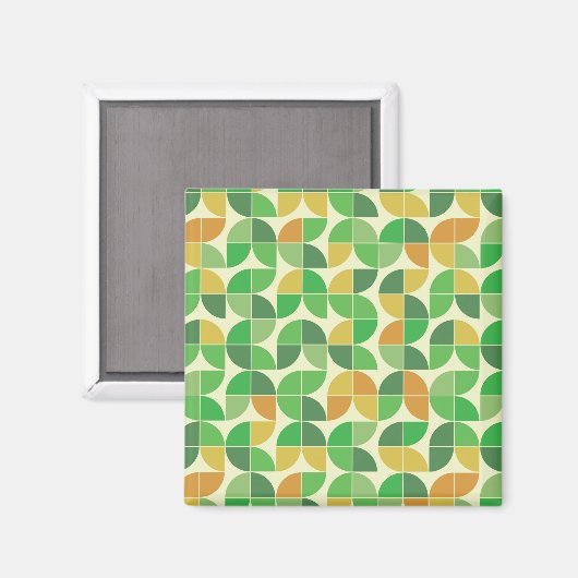 Retro Mitte Jahrhundert Geometrisches Blumengrün Magnet (Vorderseite/Rückseite)