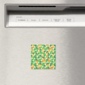 Retro Mitte Jahrhundert Geometrisches Blumengrün Magnet (In Situ (Geschirrspüler))