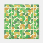 Retro Mitte Jahrhundert Geometrisches Blumengrün Magnet (Vorne)