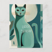 Retro Mitte Jahrhundert Katze Geburtstagskarte Postkarte (Vorderseite)