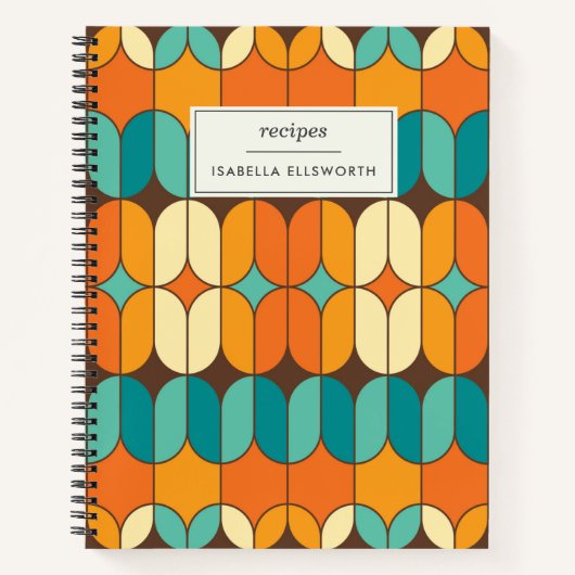 Retro Mitte Jahrhundert Mod Orange Personalisierte Notizblock (Vorderseite)