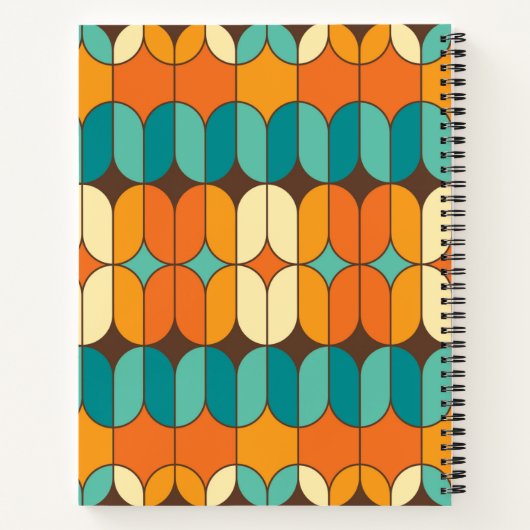 Retro Mitte Jahrhundert Mod Orange Personalisierte Notizblock (Rückseite)