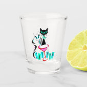 Retro Mitte Jahrhundert Moderne Atomkatze CatNip Schnapsglas (Vorderseite)