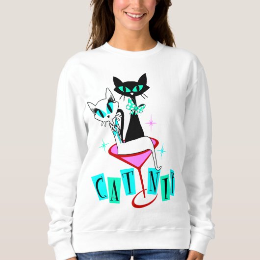 Retro Mitte Jahrhundert Moderne Atomkatze Sweatshirt (Vorderseite)