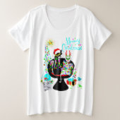 Retro Mitte Jahrhundert Moderne Atomkatzenweihe Große Größe T-Shirt (Design vorne)