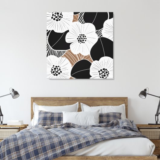 Retro Mitte Jahrhundert Moderne Blume Leinwanddruck (Insitu (Schlafzimmer))