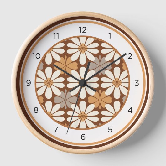 Retro Mitte Jahrhundert Moderne Blume Uhr (Vorderseite)