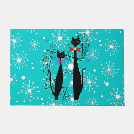 Retro Mitte Jahrhundert Moderne Coole Katze Fußmatte (Vorderseite)