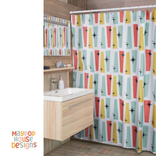 Retro Mitte Jahrhundert Moderne Farben Duschvorhang